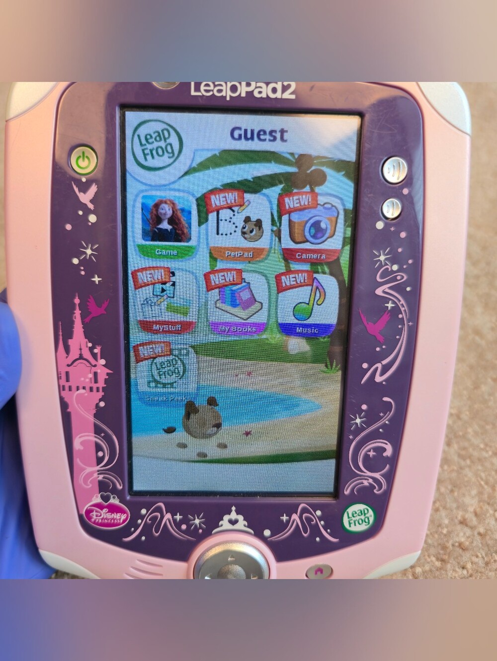 Leap Frog Leap Pad 2 Kids Portable Learning Tablet, Disney Pink Purple 1 Game